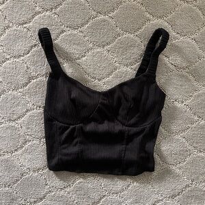 Gaze Black Ribbed Top